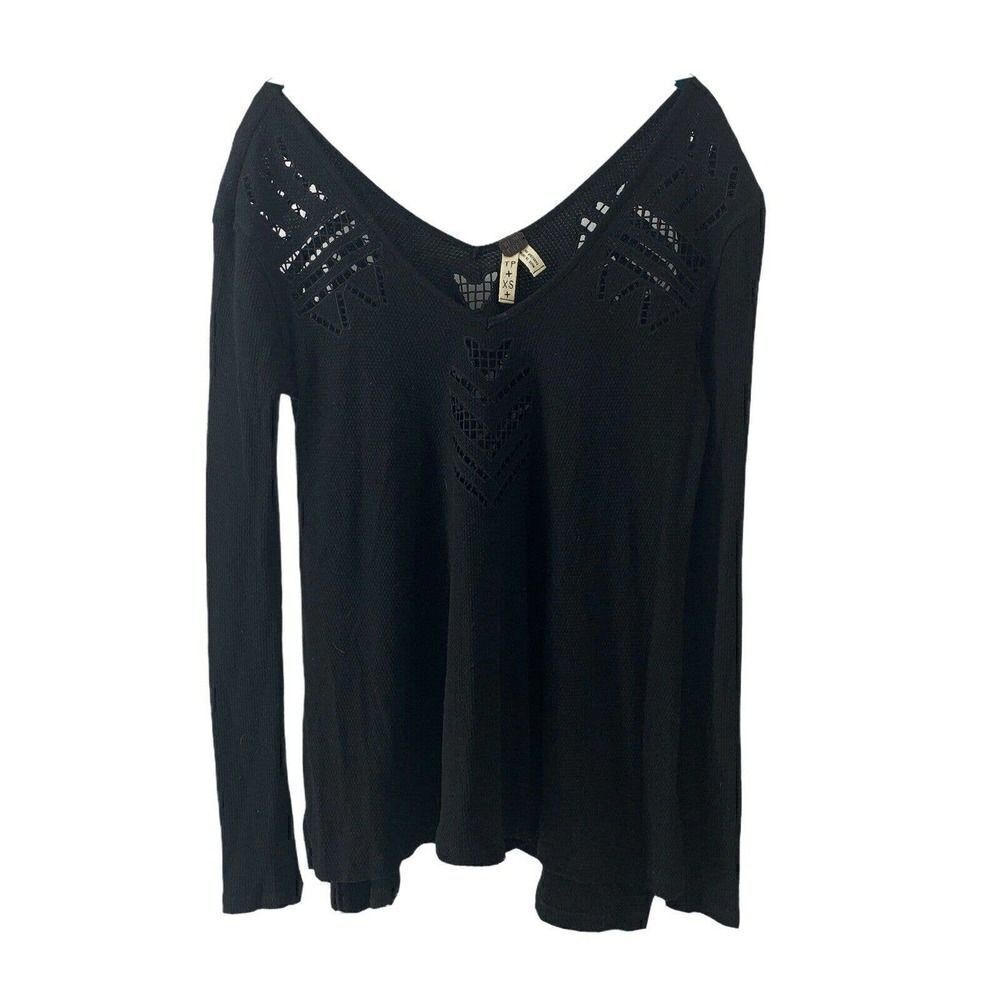 Free People Moonrise Cut Out Thermal Top Black XS